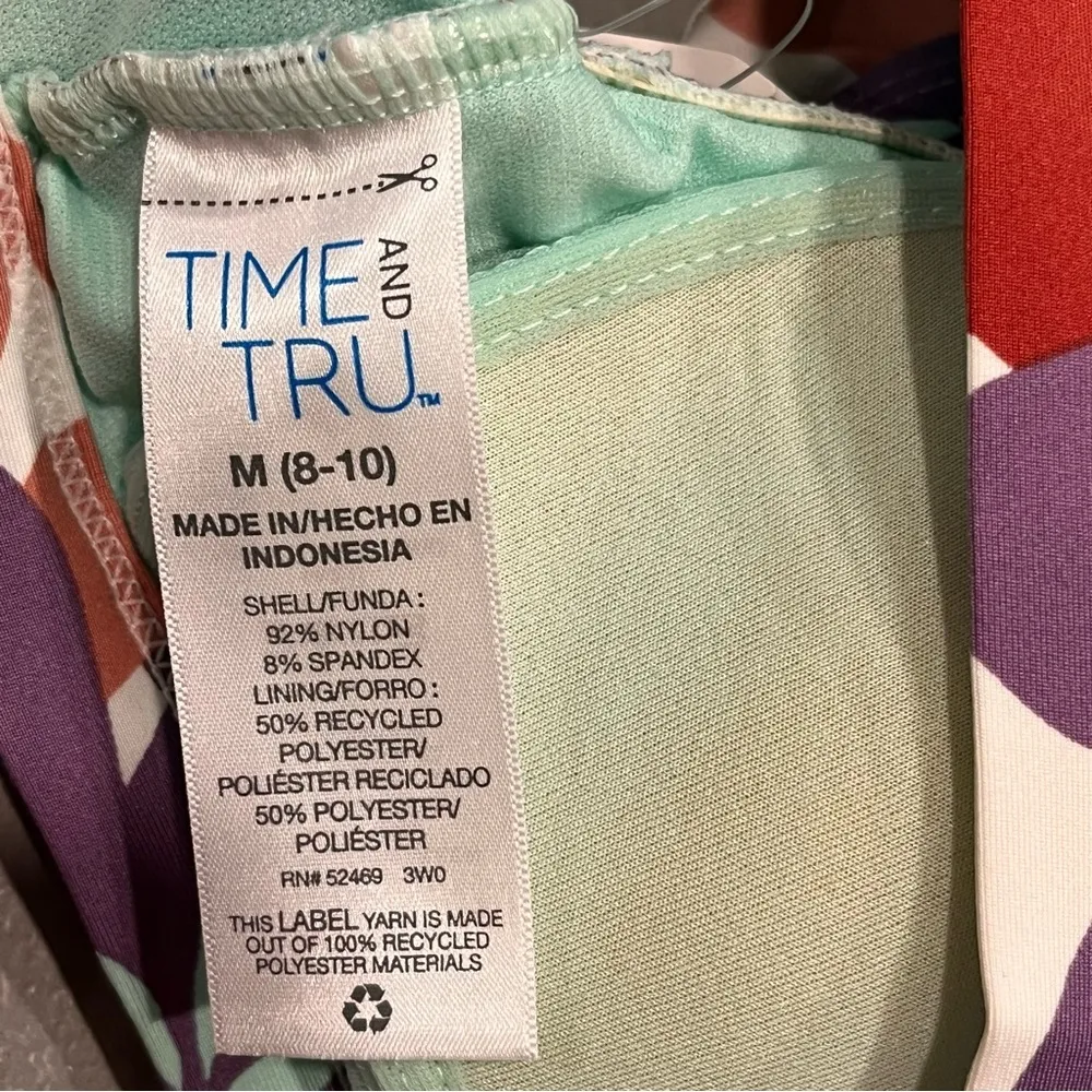 NEW Time and Tru Abstract Floral Ruffle Bikini Top size Medium White - Image 6