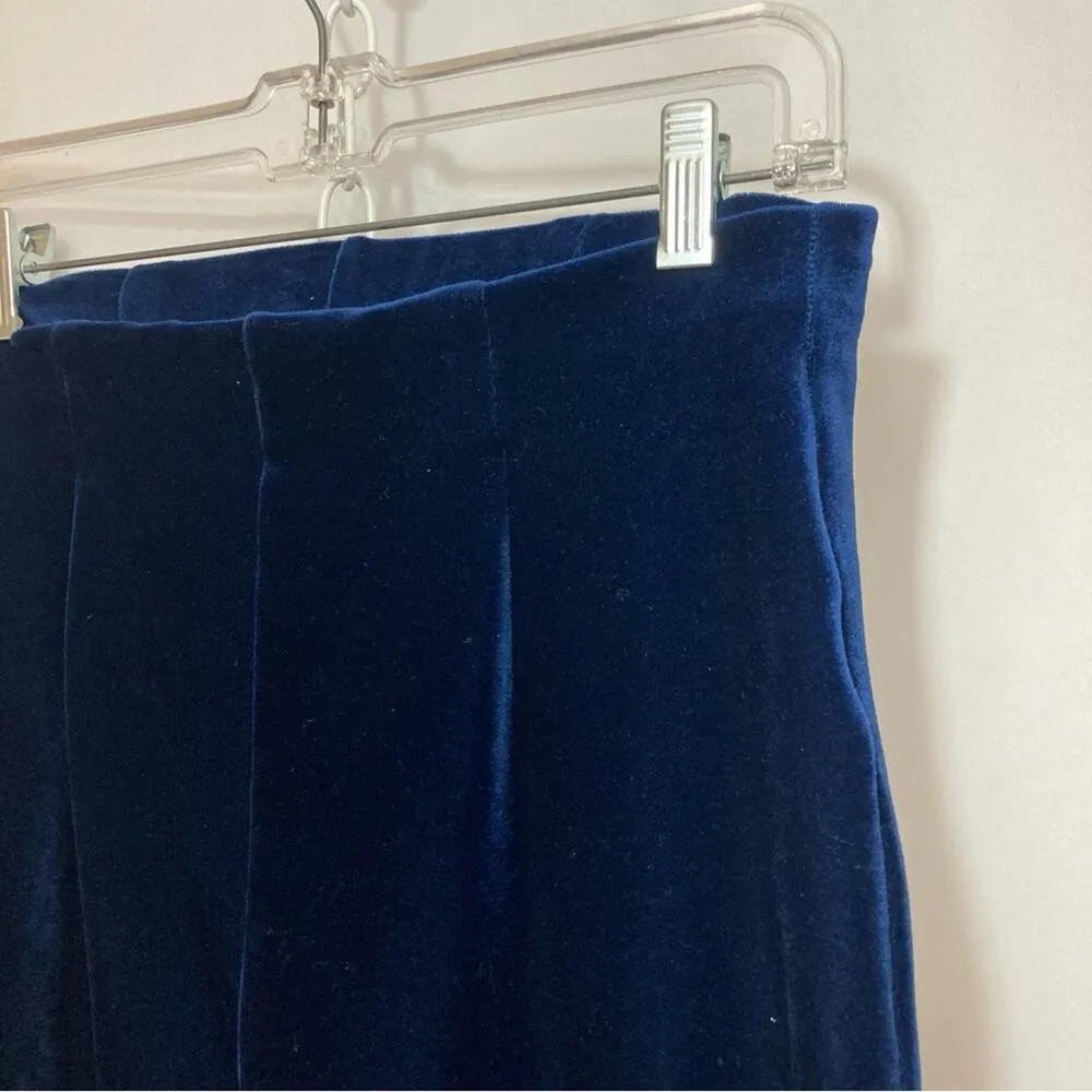 Liz Claiborne 80’s Liz & Co Royal Blue Velvet High Waisted Stirrup Legging Pants - Image 4