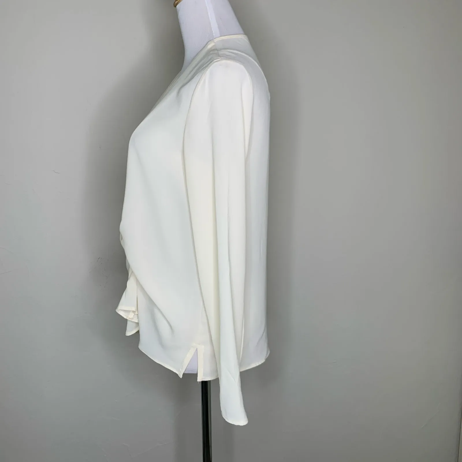 Topshop Cream Blouse Long Sleeve Sz 6 Chiffon Career - Image 3