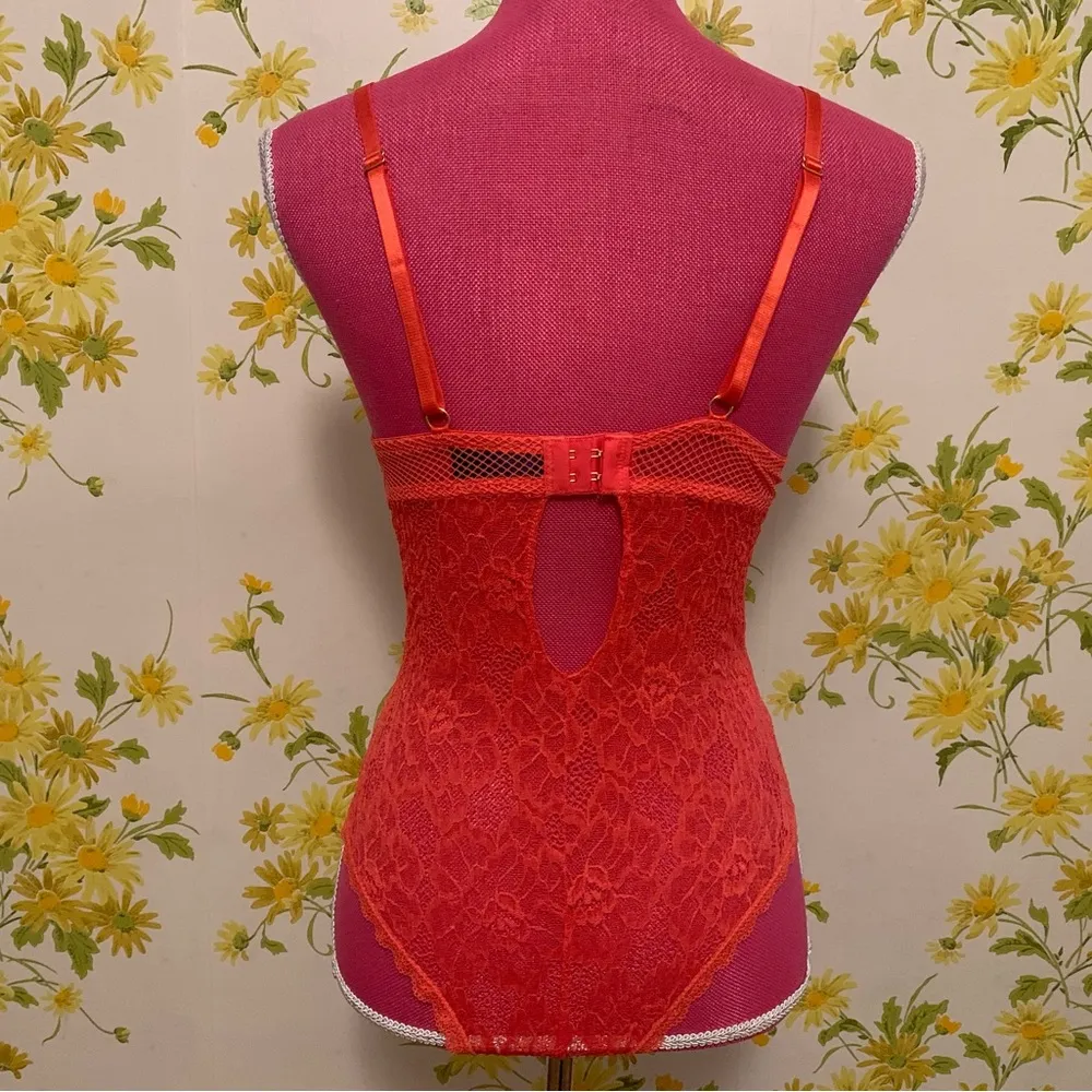 Rachel Roy lace teddy bodysuit in orange/coral size L - Image 13