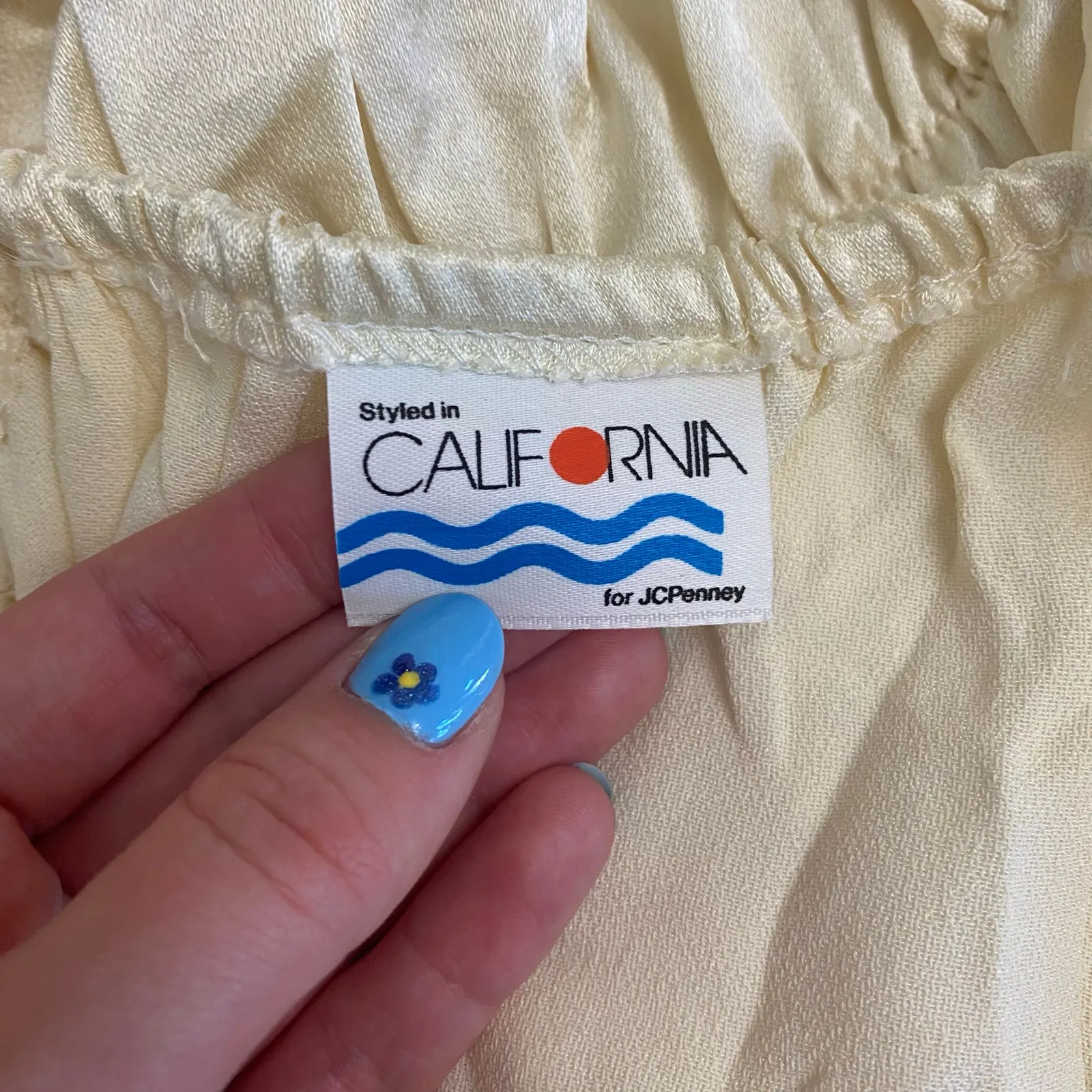 JCPenney Vintage 70s Styled in California Cream Satin Lace‎ Camisole Size Small - Image 2