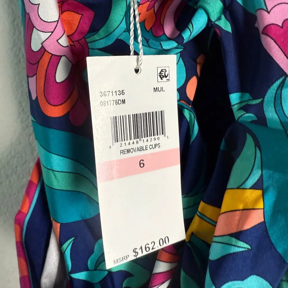 Trina Turk India Garden Floral Print One-Piece Plunge Swimsuit Size 6 - Image 13