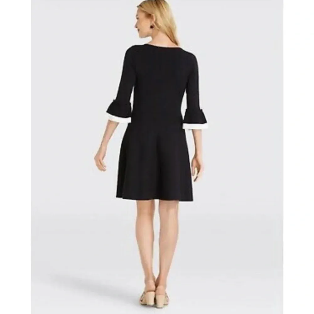 DRAPER JAMES Flutter Sleeve‎ Black Sweater Dress Size Small - Image 2