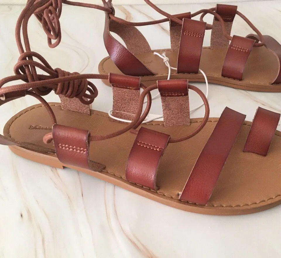 Gladiator Sandals, Size 9 Brown - Image 4