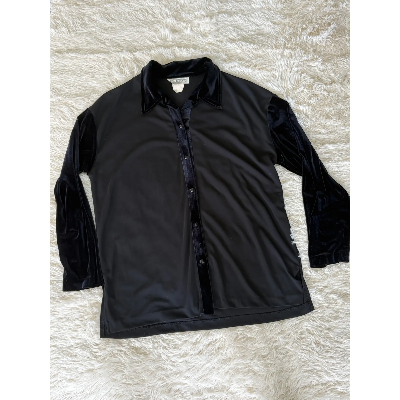 Studio C Giorgio‎ Fiorlini Black Velvet Trim Pant Set Women's Medium - Image 3