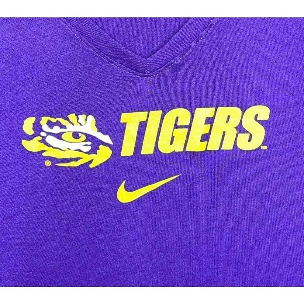 NWOT Nike Women's Louisiana State University Short Sleeve V-neck Tee Purple M - Image 2