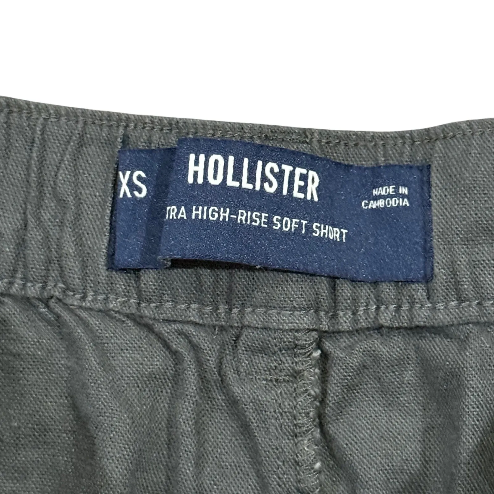 Hollister Womens XS Linen Blend Soft Cargo Shorts Ultra High Rise 3 Inseam Gray - Image 3