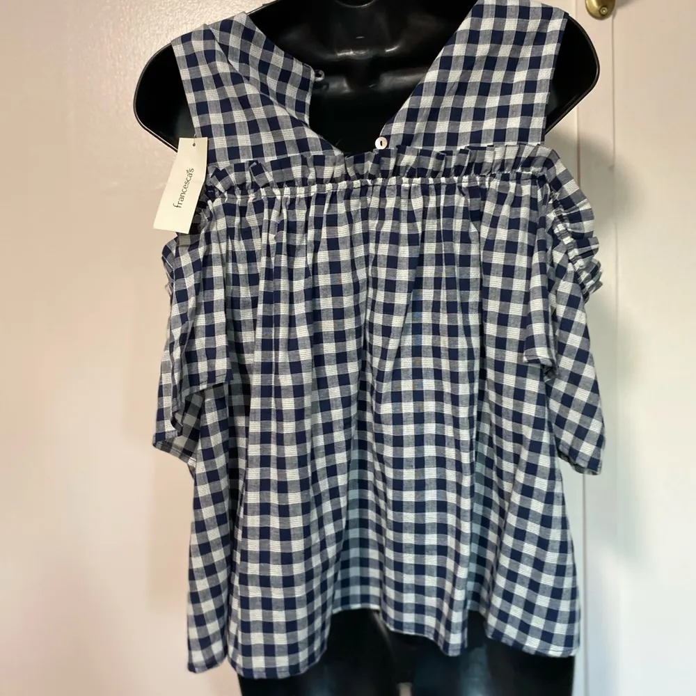 Blue Rain 100%cotton blue and White Gingham Off - Image 4