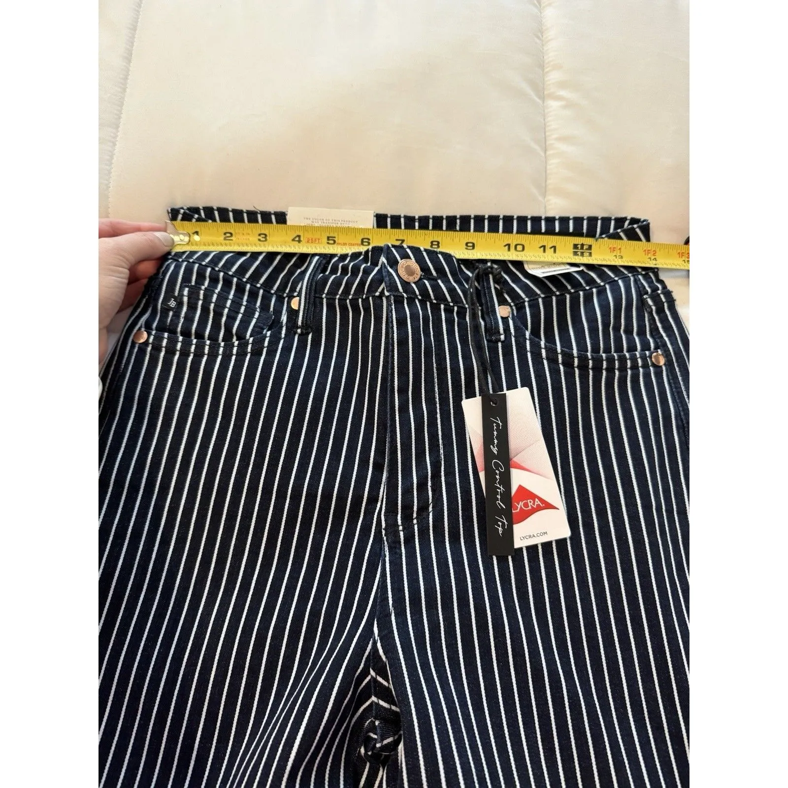 Judy Blue Women's 9/29 High Waist Pin Stripe Tummy Control Denim Stretch Jeans - Image 7