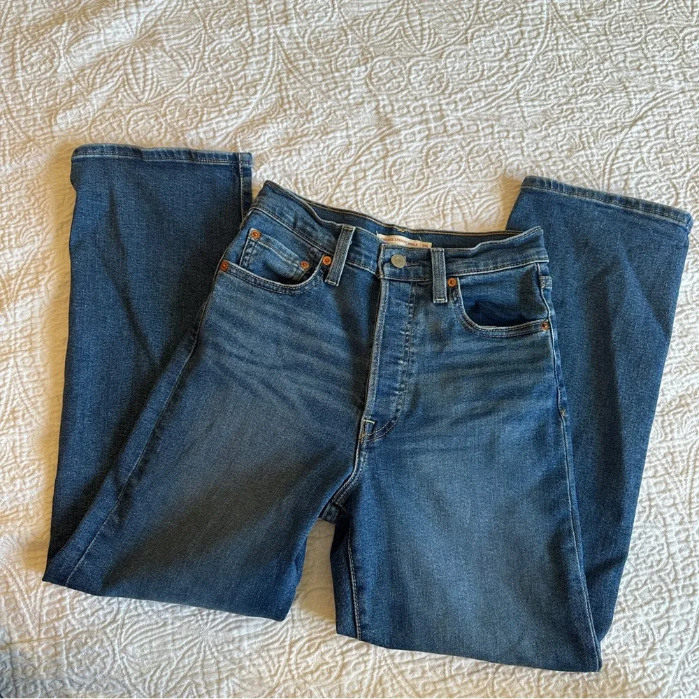 Levi's Ultra-High Rise Ribcage Straight Jeans 25 x 27 Summer Slide Medium Wash - Image 2