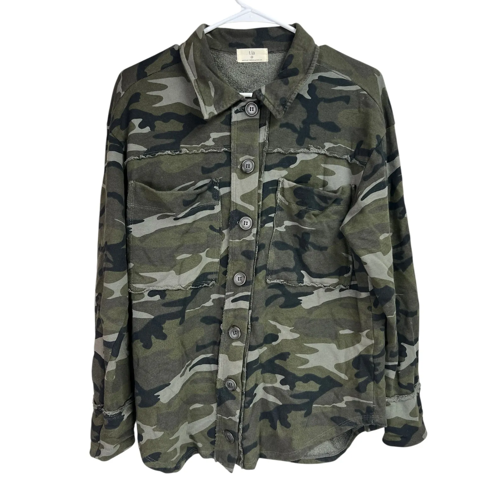 Anthropologie t.La Eamon Shirt Jacket/Shacket Camo Print XS Green - Image 2