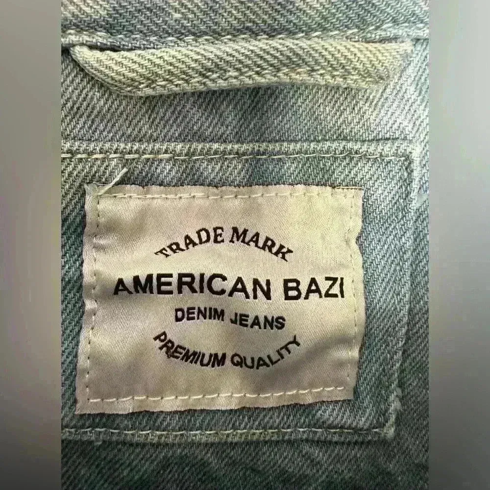 America Bazi Distressed Button Up Long Sleeve Denim Jacket (512) - Image 12