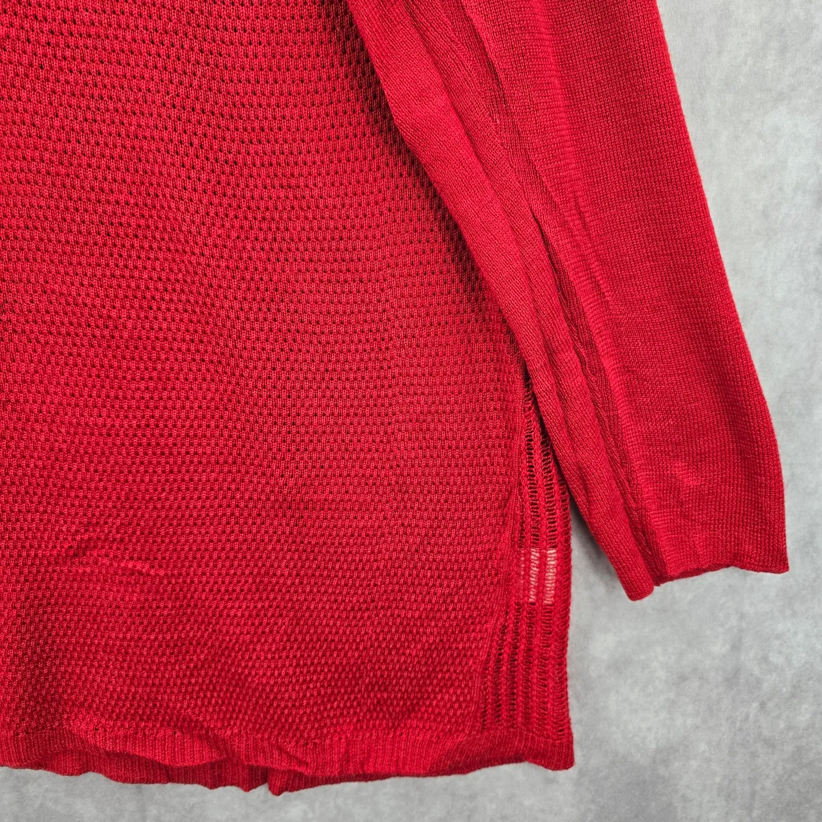 Eileen Fisher Red Merino Wool Mini Stitch Tunic Sweater Pullover XL Extra Large - Image 4