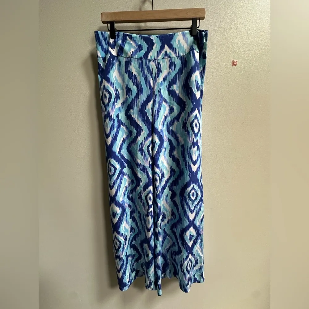 Lilly Pulitzer Lolani 100% Silk Palazzo Pants Skipped A Beach Blue Women’s 4 - Image 5