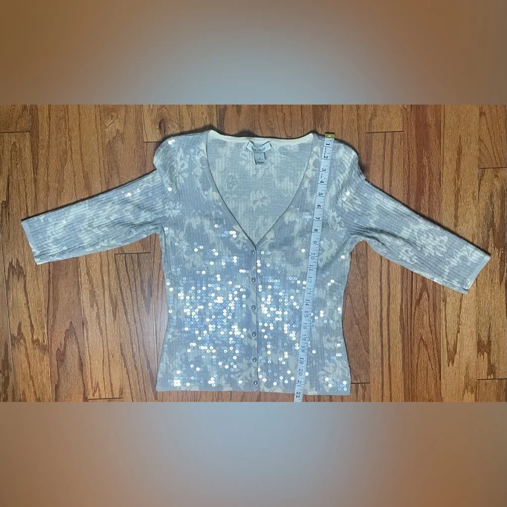 White House Black Market- Formal Gray Sequence Cardigan Size S - Image 5