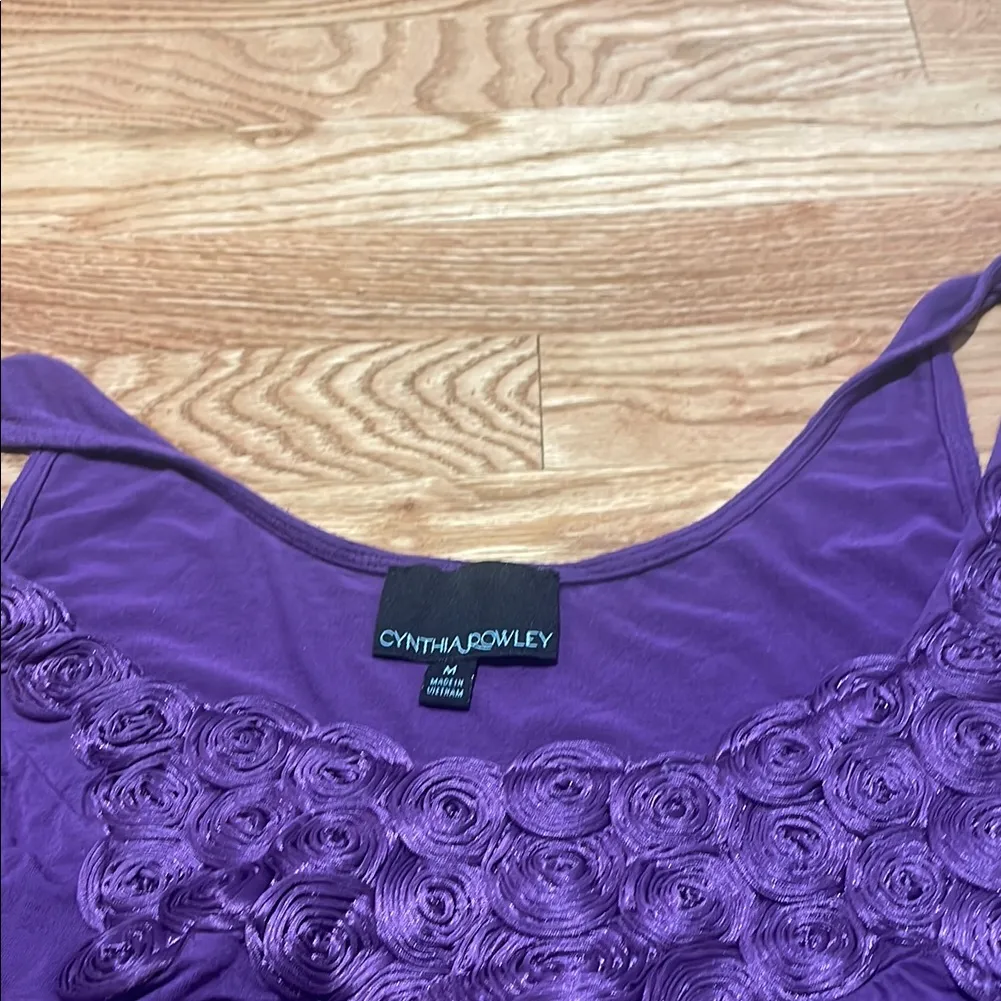 Cynthia Rowley Purple Ruched Tank Top - Image 2