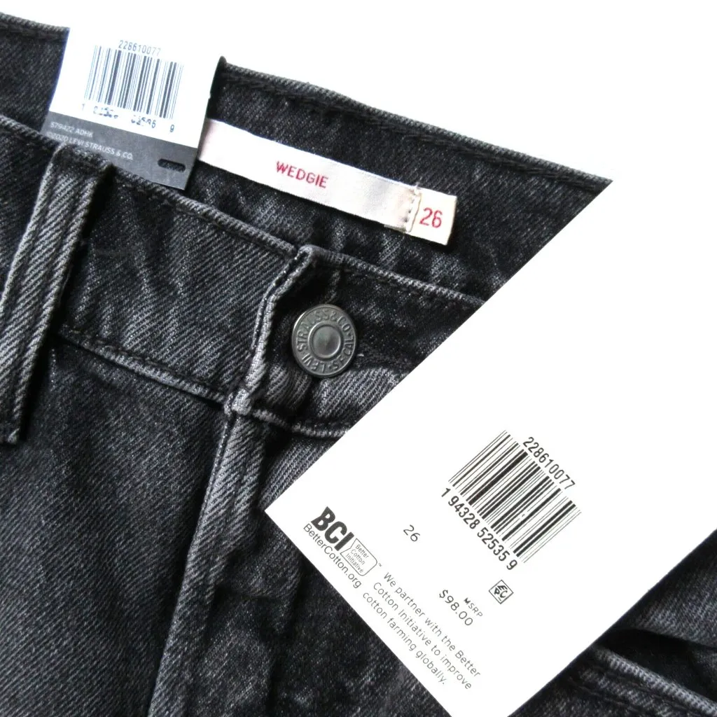 NWT Levi's Wedgie in Better Weatherhead Black Gray High Rise Tapered Jeans 26 - Image 3