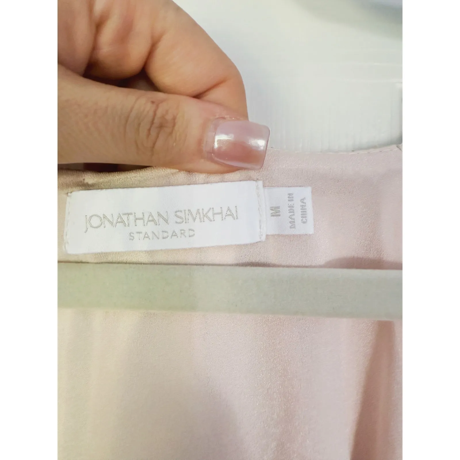 Jonathan Simkhai Long Sleeve Blouse Medium Cream Champagne Quiet Luxury - Image 4