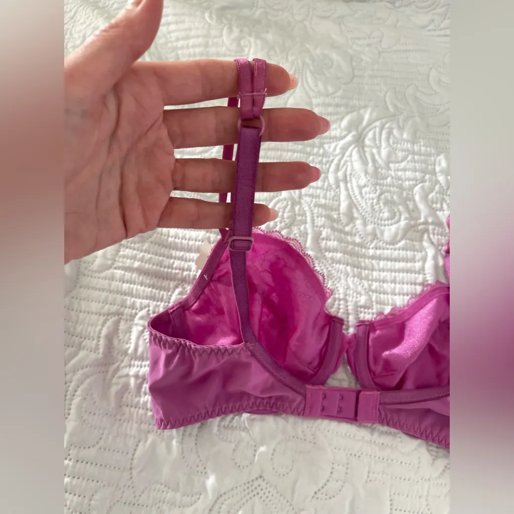 NWT VASSARETTE DEMI UNPADDED PINK LACE BRA 34C - Image 5