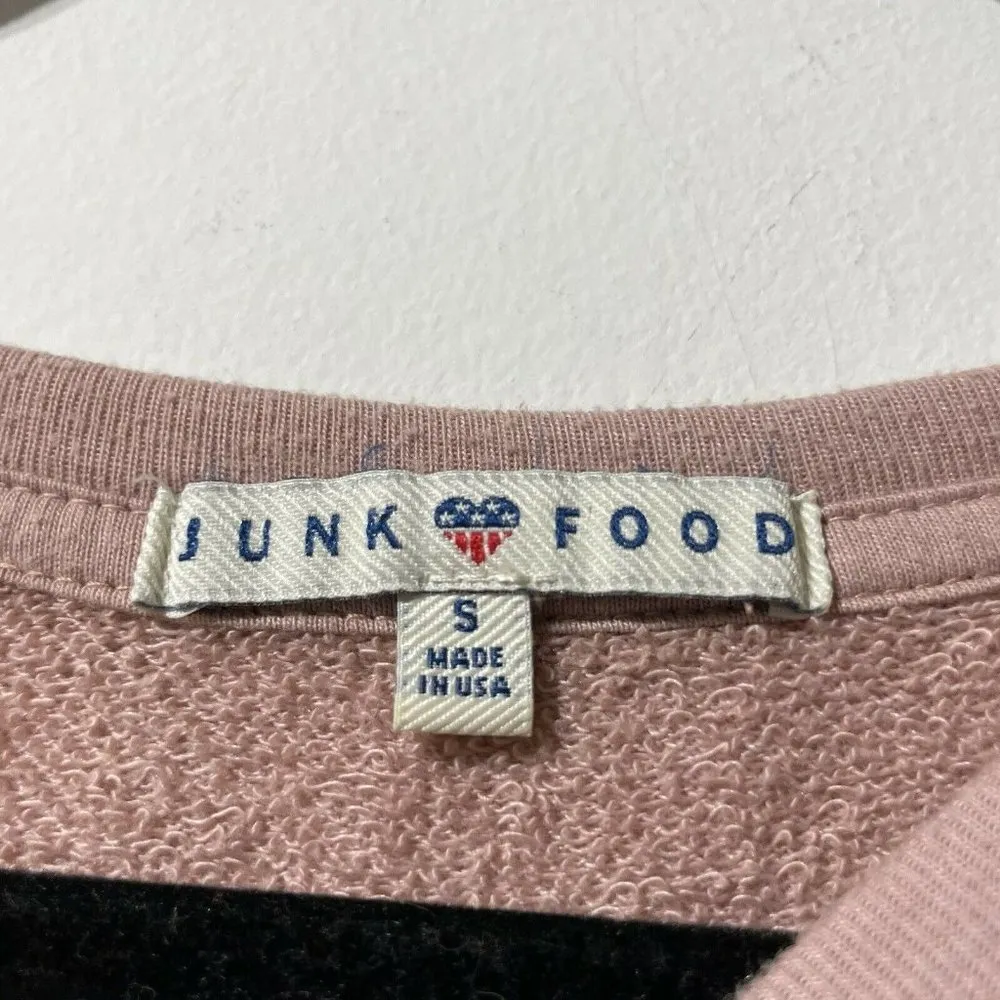 Junk Food Stay-Cation Pink Star Print Crew Neck Sweatshirt Size Small Loungewear - Image 3