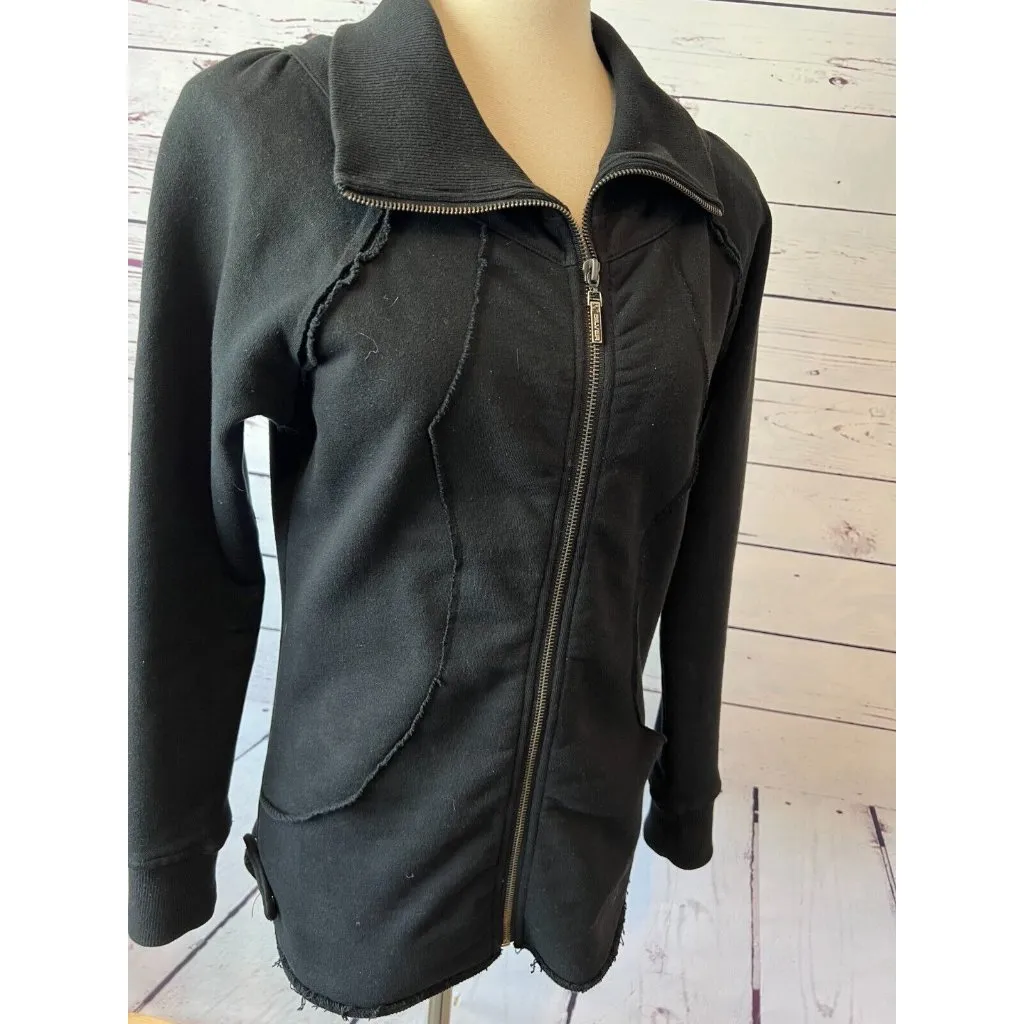 Silver Jeans Full Zip jacket Black Shacket Small Grunge Moto Pockets Y2K 80s - Image 11