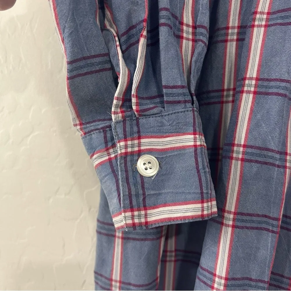 Vintage 80s Orvis Plaid Midi Dress Womens 12 Americana Western Long Sleeve - Image 4