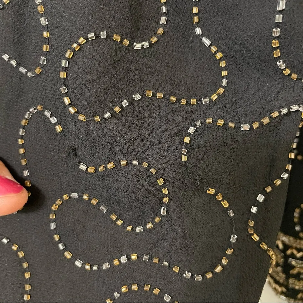 JMD New York Vintage
Womens Beaded Jacket Lined Black SIlver Gold cocktail top
M Size M - Image 10
