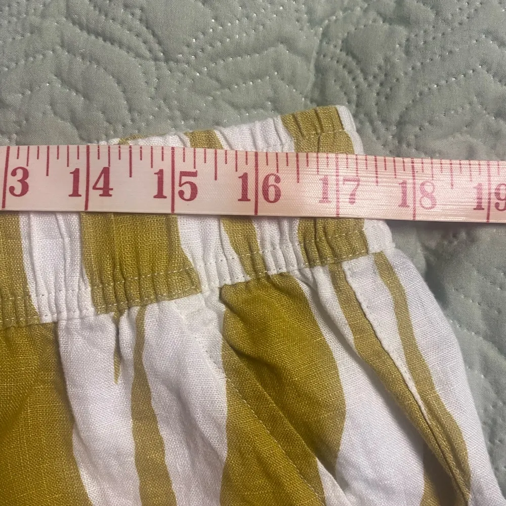 Rachel Zoe  Women’s Stripe 100% Linen Pull On Cropped Pants Golden Yellow Size XL - Image 6
