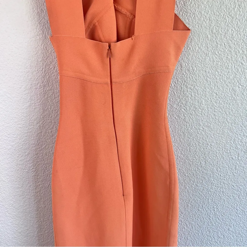 Herve Leger Paris Women's Keyhole Halter Criss Cross Knee Length Dress - Image 6