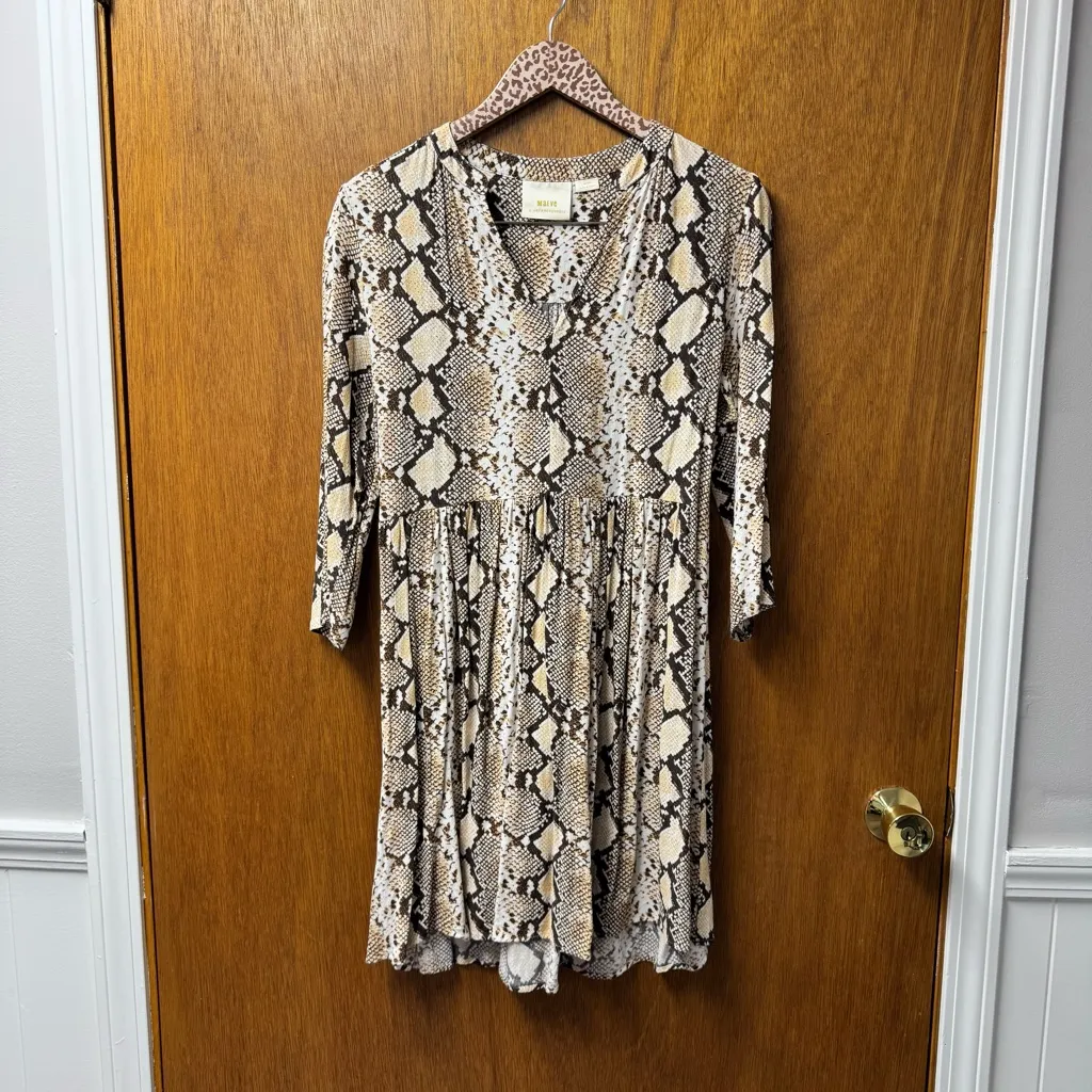 Anthropologie Maeve Juno Snake Print Button Down Long Sleeve Shirt Dress Medium - Image 13
