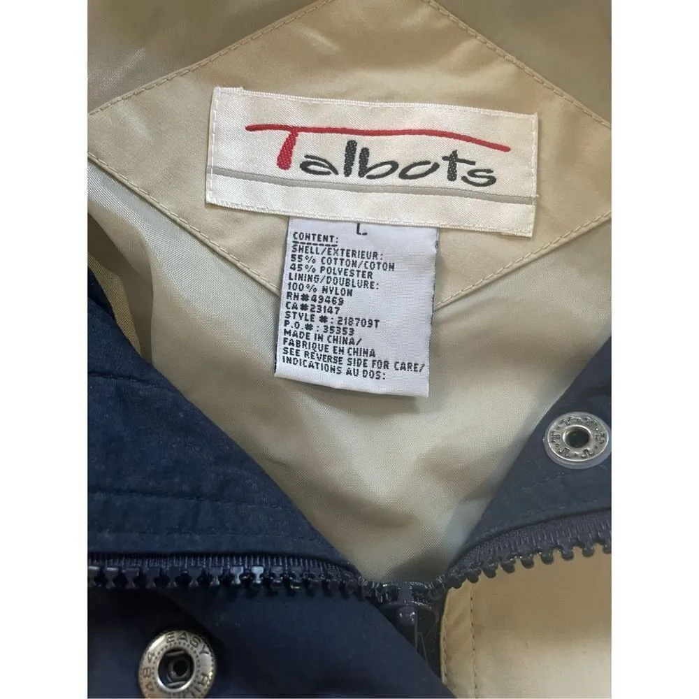 Vintage Talbots Womens khaki Rain Coat size large - Image 3