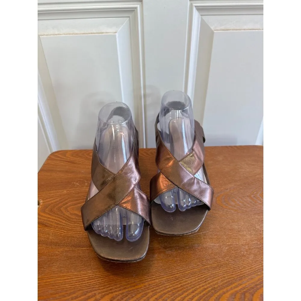 Clark's Women Annadel Eirwyn Sandal Cork Wedge Platform Gold Leather Size 10 - Image 7