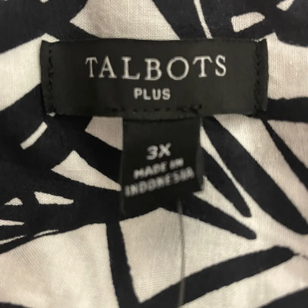 Talbots Womens Button Up Top Size 3X Tropical Fern Jungle Long Sleeve Shirt NWT - Image 4