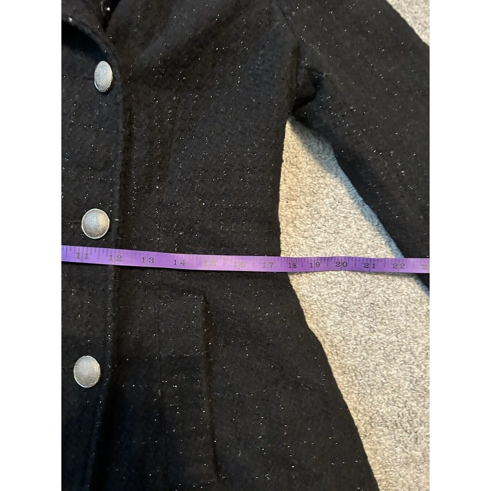 Worthington‎ Double Breasted Coat Textured Black Coat with Sparkle (M) - Image 8