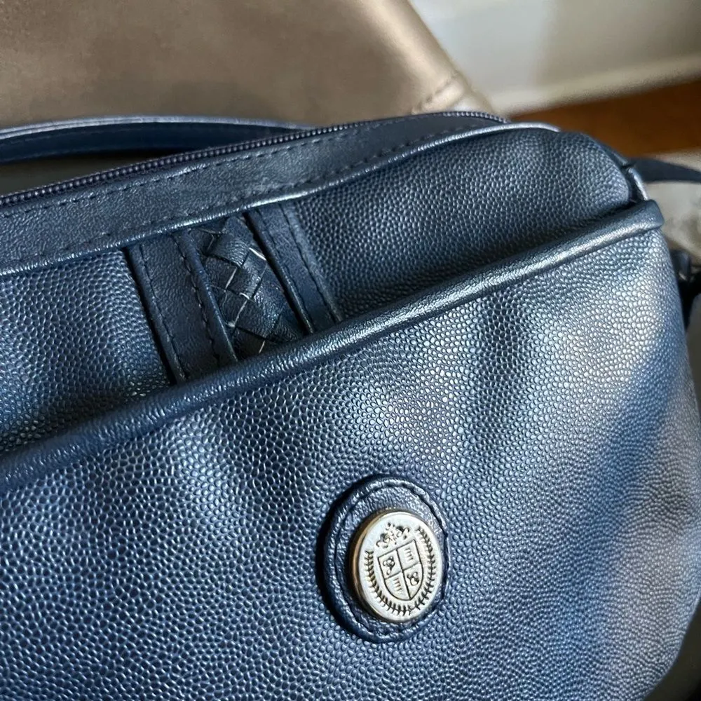 Vintage Gitano Navy Faux Leather Crossbody Purse Small 90s Minimalist Bag Blue - Image 2