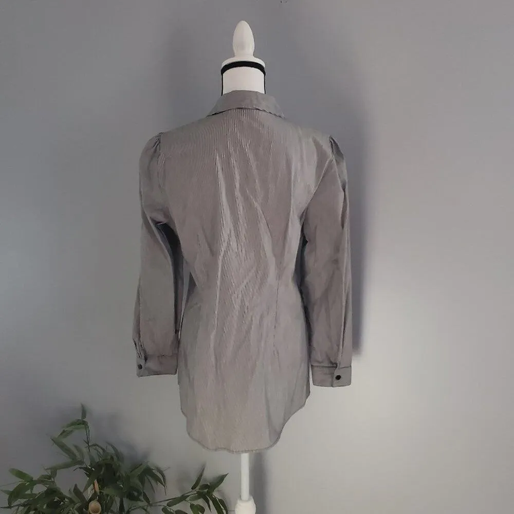 Willi Smith Pleated Button Down Striped Top L - Image 2