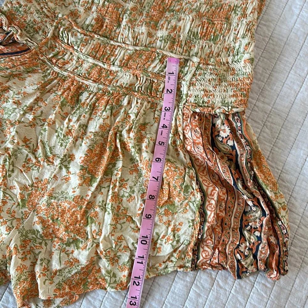 Free people rare Run Free Ruched Romper boho cottagecore summer festival beach L - Image 15