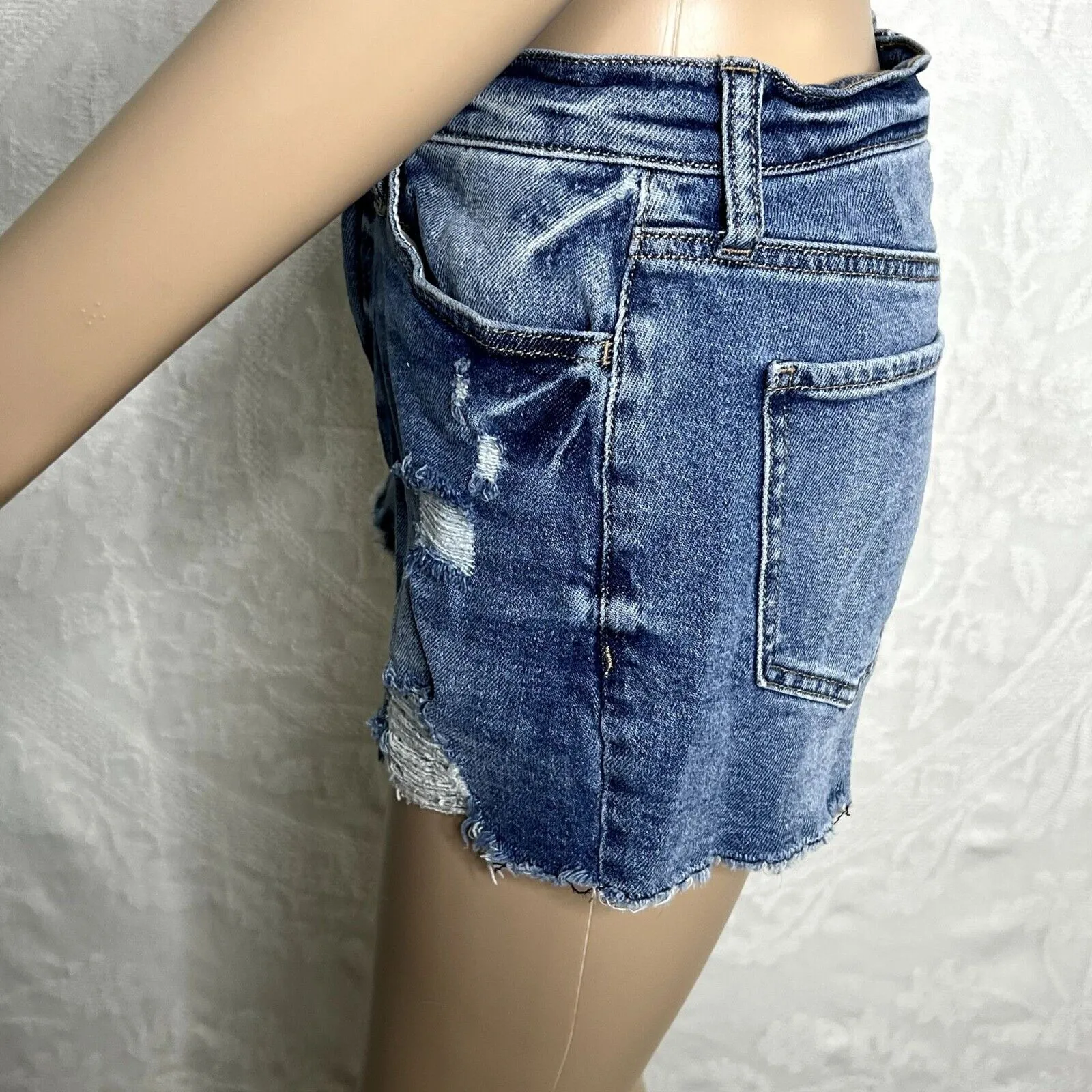 High Rise Distressed Mom Jean Shorts - Image 2