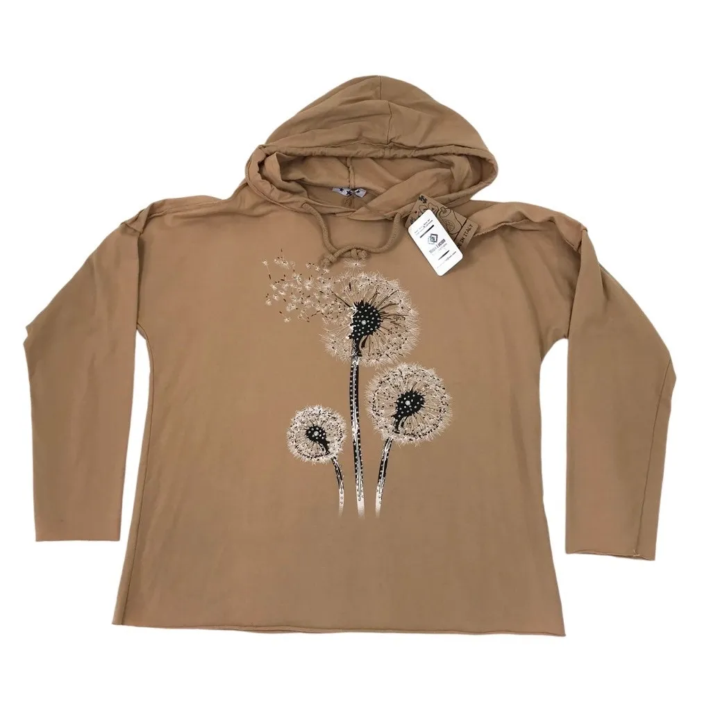 MODA LUCIDO Italian Hoodie Women L Crystal Embroidered Fairy Boho Retro Y2K NWT Tan Size L - Image 3