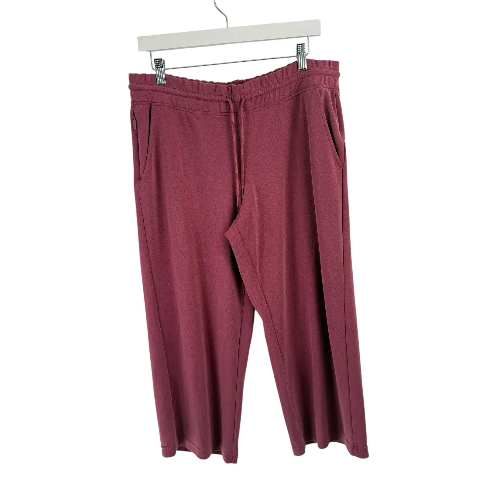 Athleta Seasoft Mid Rise Straight Crop Pants Lounge Travel Berry Rose Womens LP - Image 2