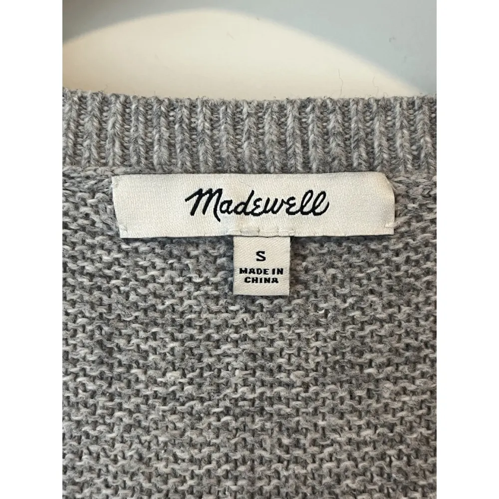 Madewell Sweater Women's Size S Gray Crew Neck Long Sleeve Knit Relaxed Fit - Image 7