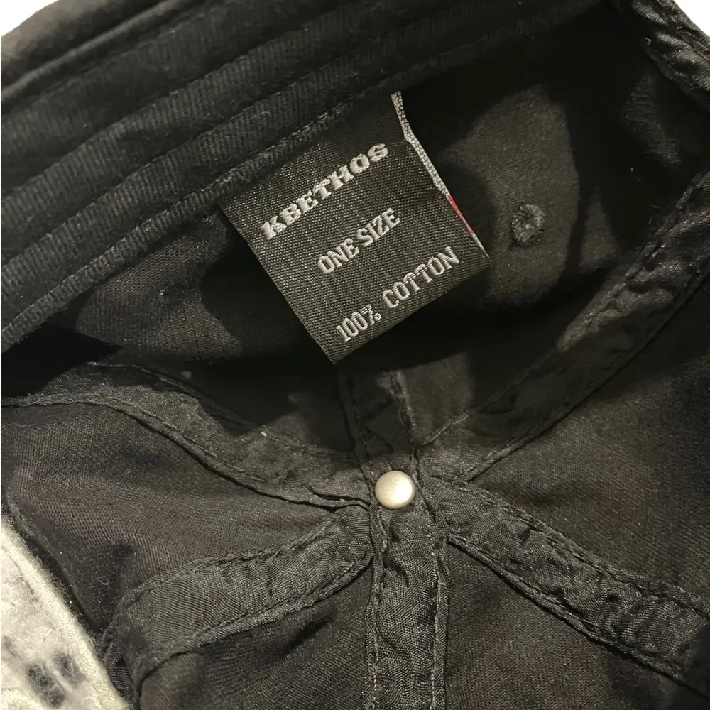 Kbethos “Born To Ride” Distressed Black Denim Cap Hat - Image 7