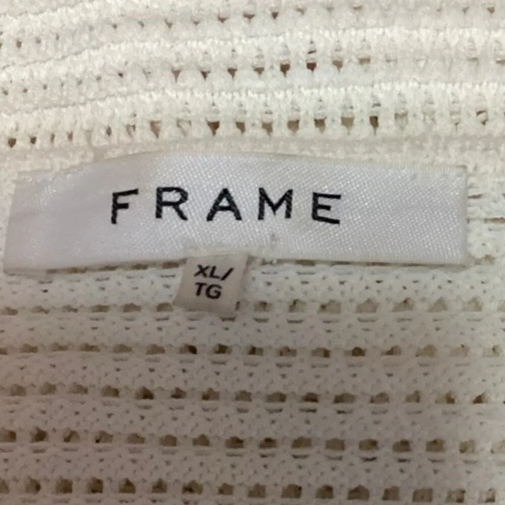 Frame White Open Knit Crochet Tie Front Long Sleeve Cardigan Sweater Top Size XL - Image 4