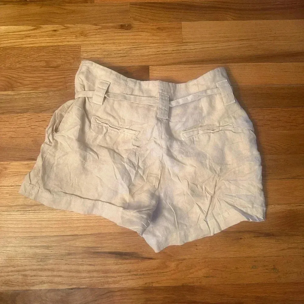 L’AGENCE Hillary Tan Linen Shorts Paperbag Waist Relaxed Fit size 26 - Image 2