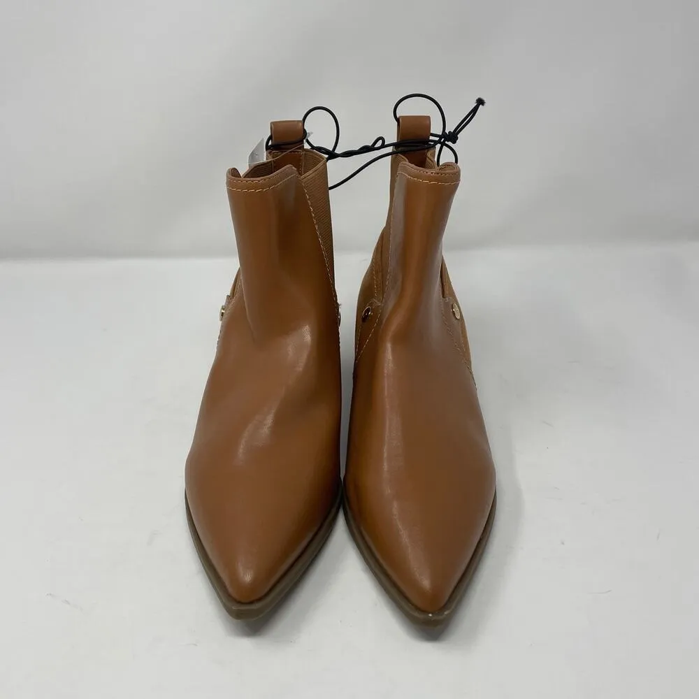 Liz Claiborne Barrington Boots 7 Brown Faux Leather Pointed Toe Stacked Heel - Image 4