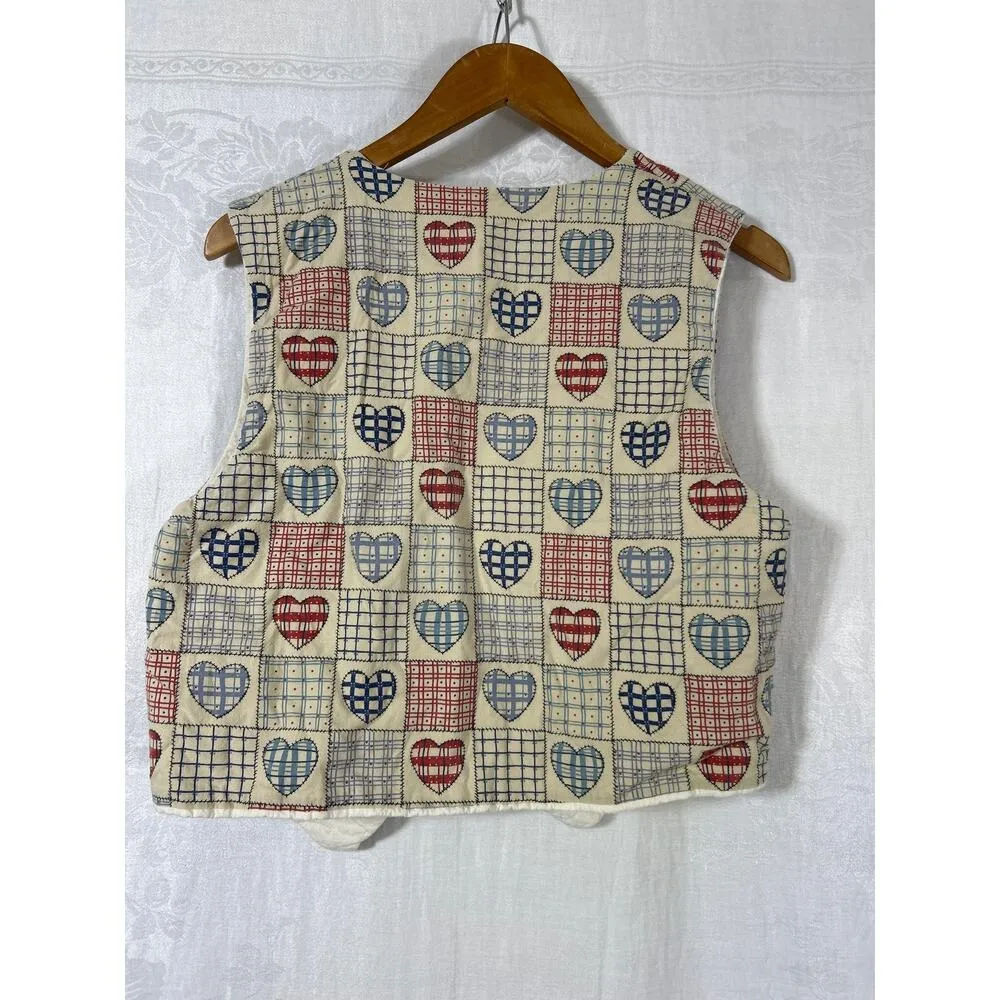 Vintage Vest Small Handmade Reversible Quilted Applique Flowers Cottage Grandma - Image 10