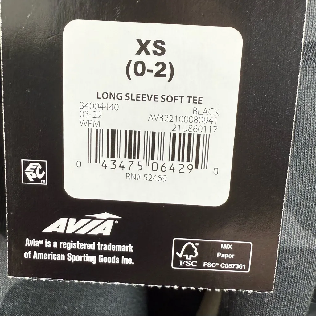 NEW Avia Black Gray Camo Long Sleeve Top Women’s Size XS Athletic - Image 4