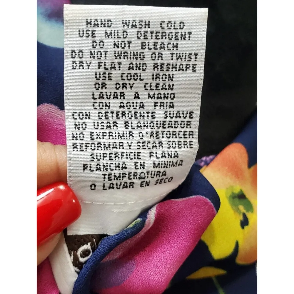 Karin Stevens Women Floral Polyester Short Sleeve Collared Button Down Shirt 10 - Image 9