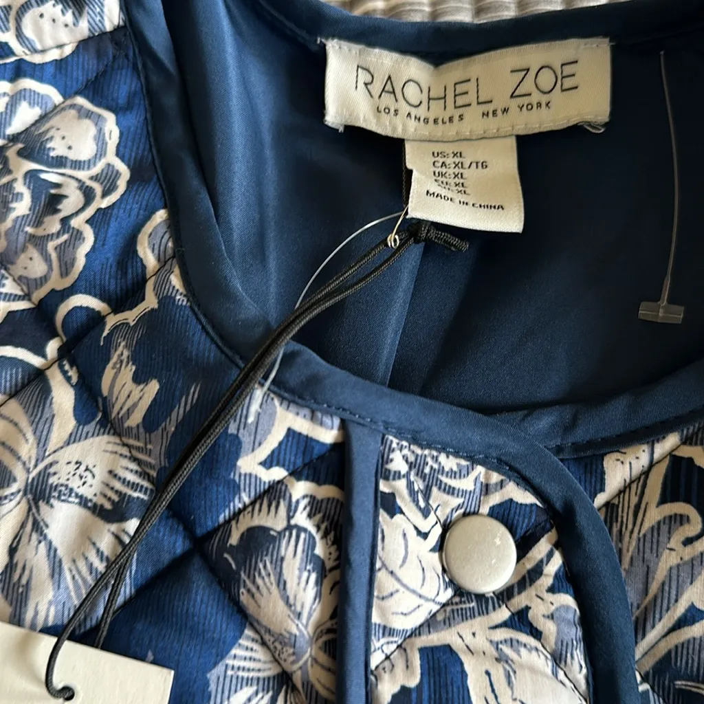 NWT Rachel Zoe Blue White Cottage Core Toile Quilted Cotton Jacket XL - Image 9