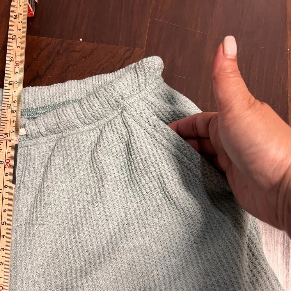 Aerie Light Green Waffle hodded sweater Sz XS, jogger pants size S - Image 5